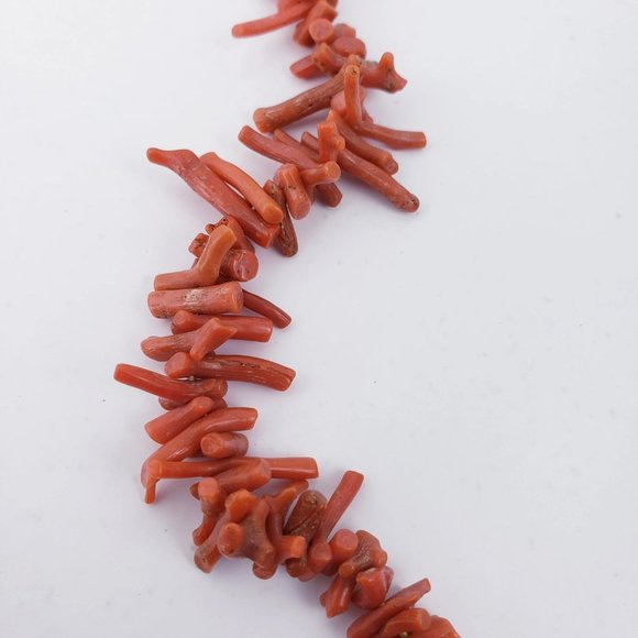 Vintage Necklace Lot Red Branch Coral & Appleseed Necklace, Peace Sign Charm - Picture 4 of 9